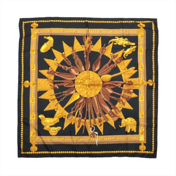 Vintage Hermès "Cuillers d'Afrique" Carré 90 Silk Scarf (Spoons of Africa)